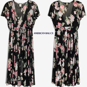 AMERICAN RAG SHEER HIGH LOW PRINTED FLORAL DUSTER WITH DUAL FRONT TIES NW0T SZ S